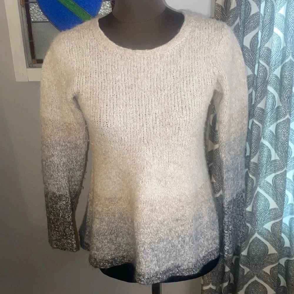 Peruvian Connection ombre alpaca crew neck bell sleeve sweater